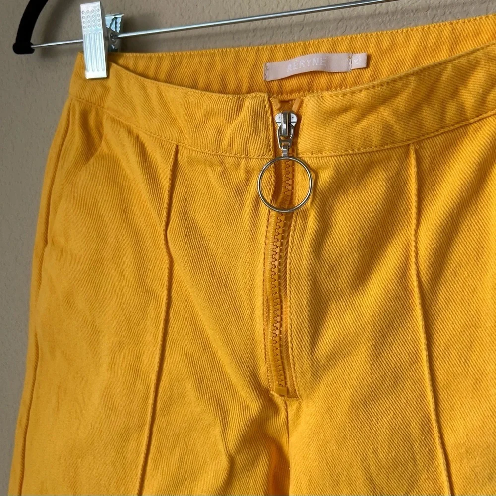 AERYNE For Revolve Yellow High Rise Wide Leg Cropped Jeans, XS